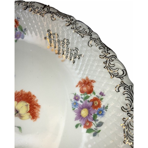 BAVARIA Schumann Floral Round Dinner Plate with Plate Hanger GERMANY US ZONE 10" - Picture 8 of 12